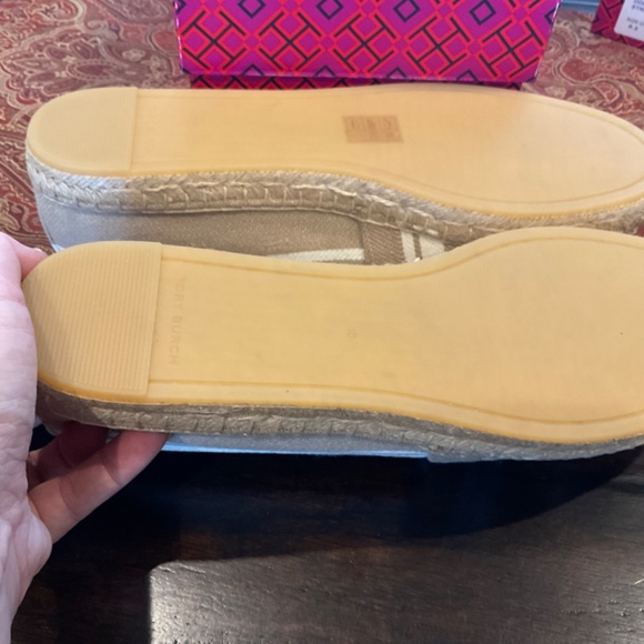 Tory Burch  Double T Jacquard Espadrille | Cammello/Ash White-BNIB, MSRP$198 - Picture 3 of 5
